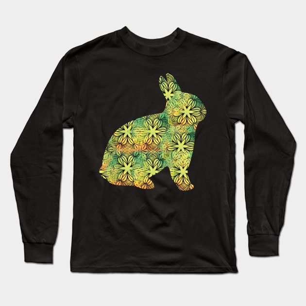 Zentangle Spring Colours Rabbit Long Sleeve T-Shirt by sarahwainwright